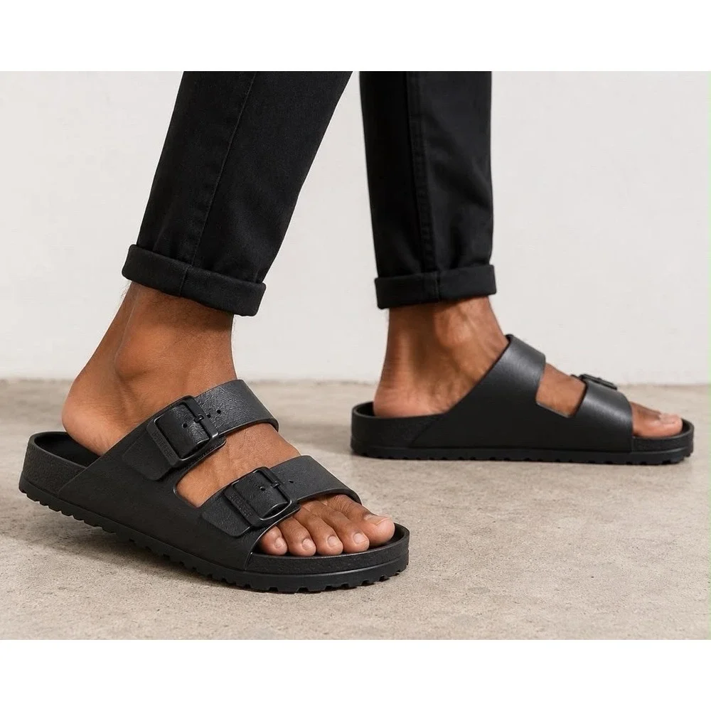 Birkenstock Arizona EVA Black Men's Slide Sandals US 12.5 Adjustable Buckle